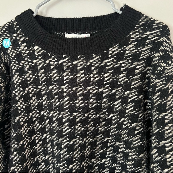 NWT Lush Houndstooth Crew Neck Sweater Medium Preppy Academia Office Career - Picture 2 of 11